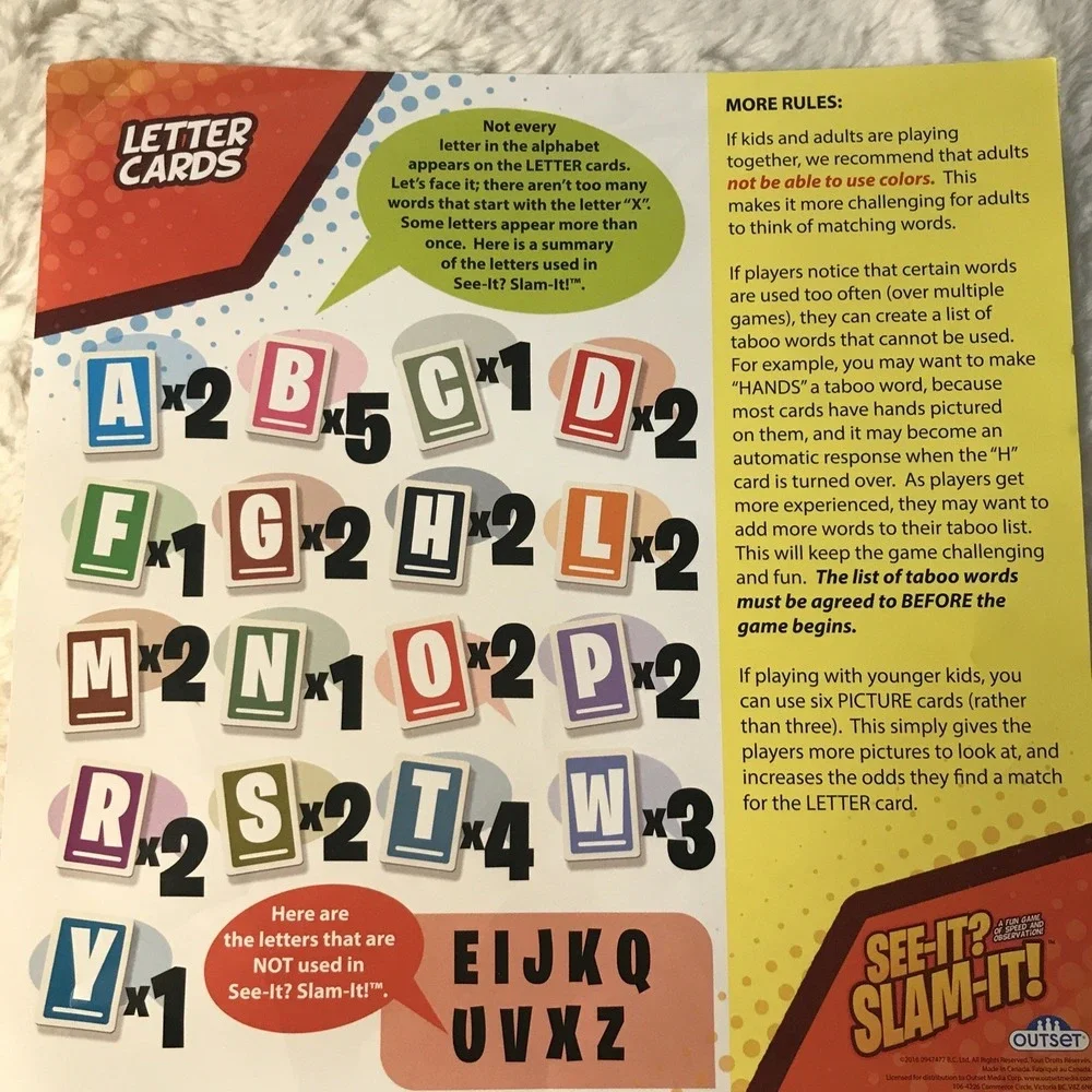 See-It? Slam-It!  COMPLETE Game by Outset 2016 FAMILY Word Party Game AGES 7+